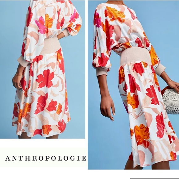 NWOT Anthropologie Floral Midi Dress - Picture 3 of 15